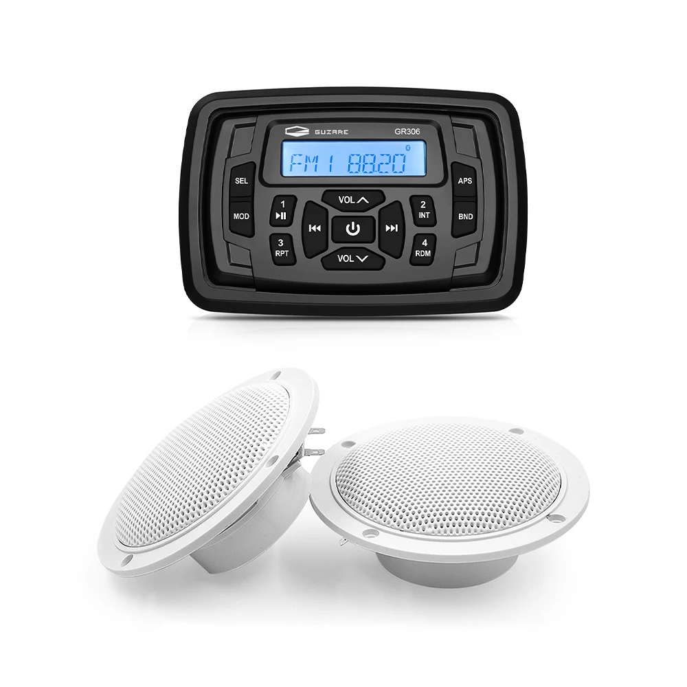 

Waterproof Boat Stereo System Marine Audio Bluetooth Radio FM AM Receiver Car MP3 Player+4inch Marine Speakers For RV ATV Yacht