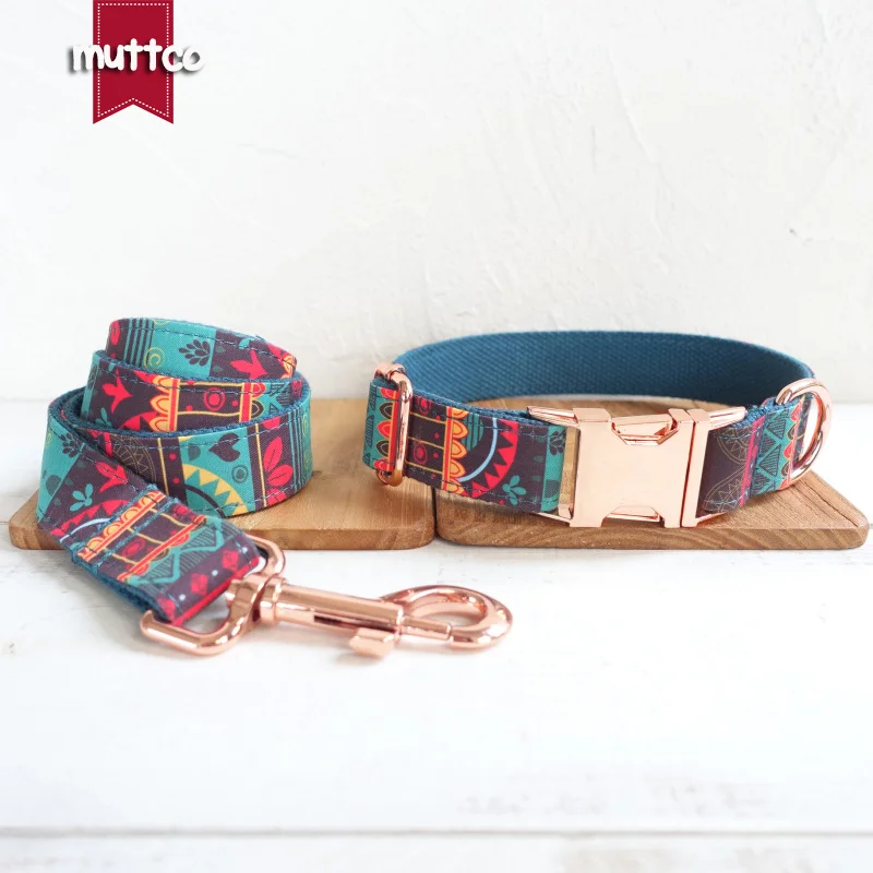 MUTTCO retailing ethnic style colorful handmade soft THE MAYA self-created dog collar 5 sizes UDC043M