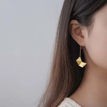 蓮花趣味長版垂墜耳環,18K金簡約摺紙藝術吊墜耳環,925純銀時尚精緻首飾 12 最佳銷售 蓮花樂趣 - №8