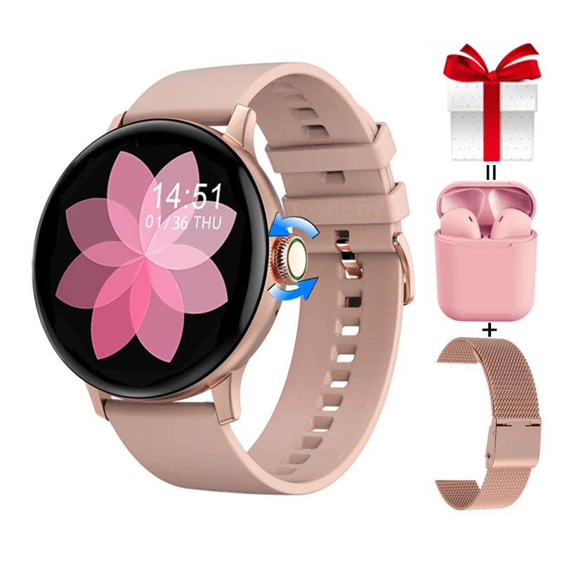 

Smart Watch Women DT2 PRO+Strap+Earphone Waterproof IP68 Knob Smartwatch Password Protection Female Fitness Tracker VS DT88PRO