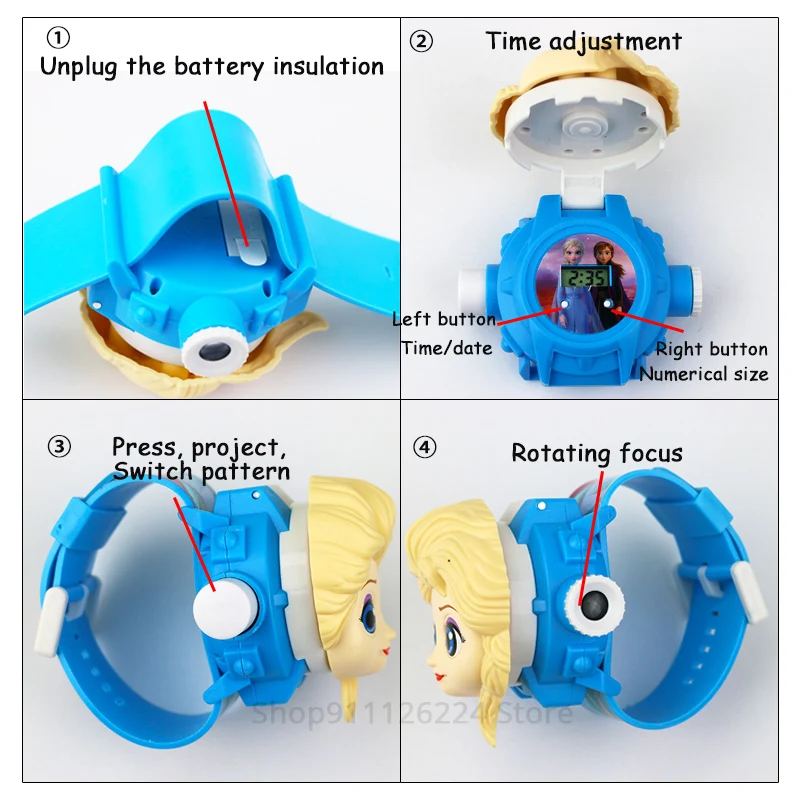 24 imagic Projektion Kinder Uhren Mädchen Disney Prinzessin Elsa Minnie Uhr Kinder Digitale Uhr Jungen Studenten Armbanduhren Geschenk