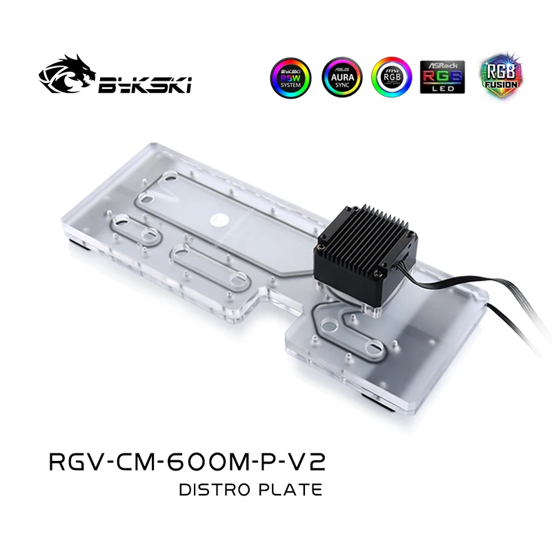 Bykski Pelat Distro Reservoir RGB Pendingin Air untuk CoolerMaster SL600M Casing Sasis RGV-CM-600M-P-V2