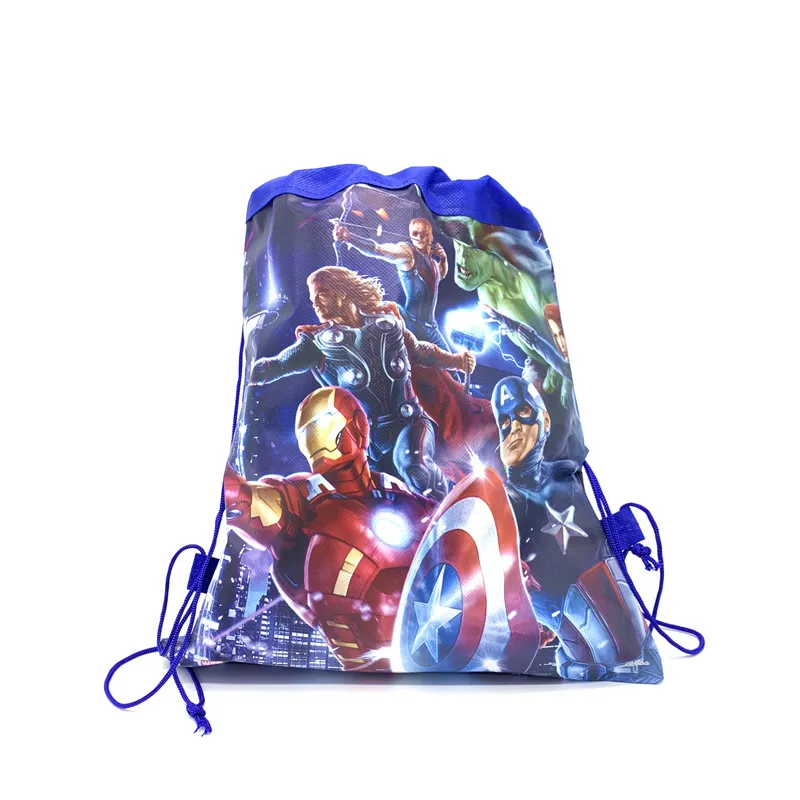 5/10/20/30PCS Happy Birthday Kids Disney Iron Hero Avenger Drawstring Gifts Bag Non-woven Fabric Party Decoration Backpack Bag