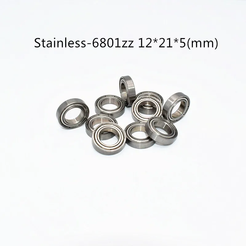 

Stainless steel bearing S6801ZZ 10 Pieces 12*21*5(mm) antirust metal sealed High speed Mechanical equipment parts