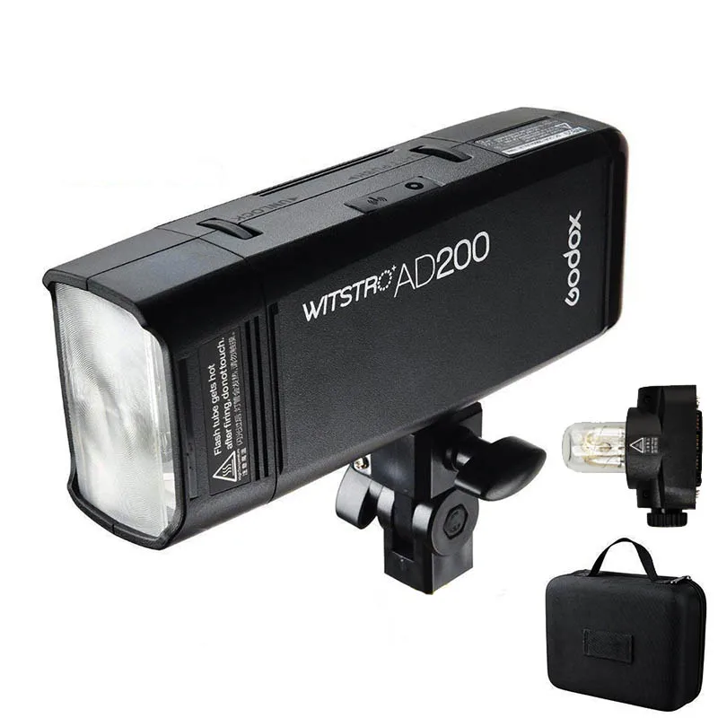 

Godox AD200 200Ws 2.4G TTL Pocket Flash Strobe 1/8000 HSS Cordless Monolight with Battery Bare Bulb/Speedlite Fresnel Flash Head