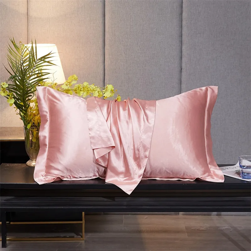 

Pillowcase High Quality Solid Color Pillow Cover Home Bedding Smoothy Satin Pillow Case 48x74