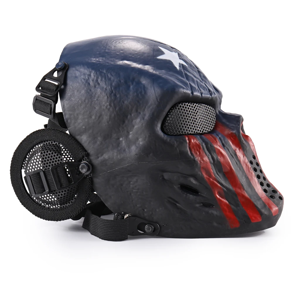 Full Face Protective Mask With Ear Protector For Outdoor Gaming Sports CS Paintball Rmy Fan Connection Props Halloween Cosplay