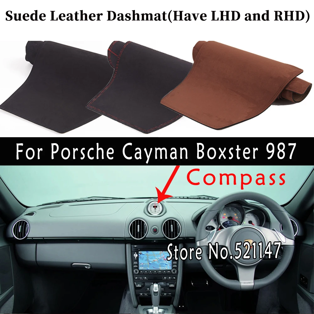 

Accessories Car-styling Suede Leather Dashmat Dashboard Cover Dash Mat Carpet For Porsche Cayman Boxster 987 2005-2012 2006 2007