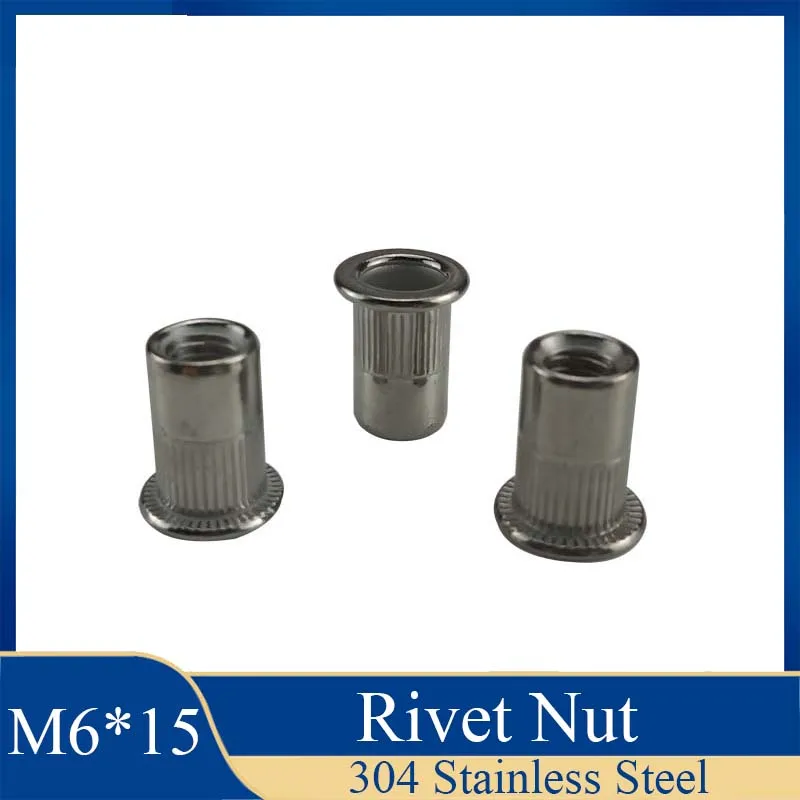 1Pcs M6 * 15 Keling Kacang Mur Rivet Rivnuts Blindnuts Nutserts Menyisipkan