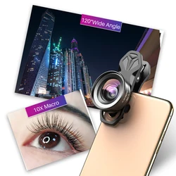 APEXEL HD Camera Phone Lens kit 120 degree 4K Wide angle 10x macro lens +CPL star filter for iPhonex Samsung s9 all smartphones