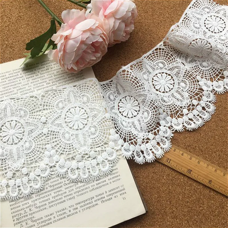 Soft Beige Water Soluble Embroidery Eyelash Lace Fabric Diy Handmade Dress Wedding Accessories Skirt Mosaic Material Dentelle