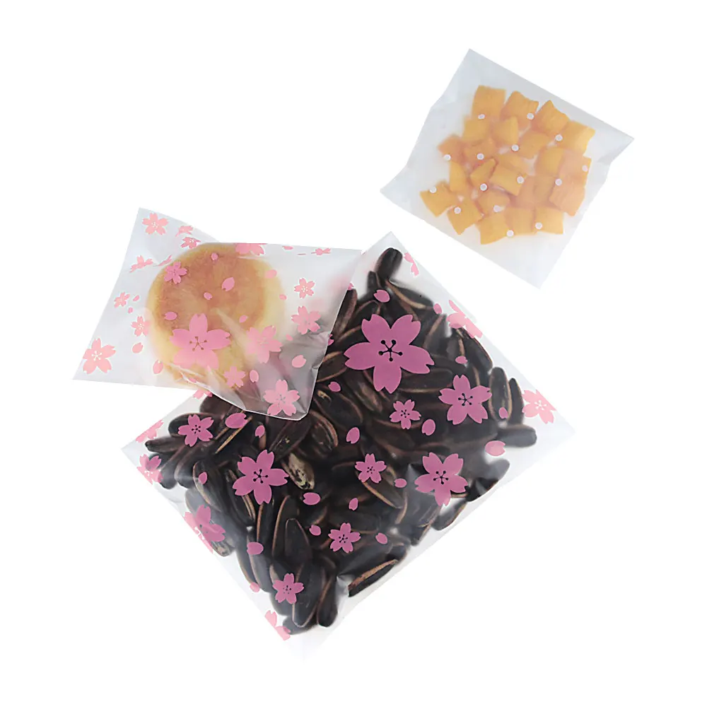 100Pcs Plastic Bread Cookies Candies Baked Goods Packaging Bags Self-adhesive Bags Birthday Parties Wedding Decorations