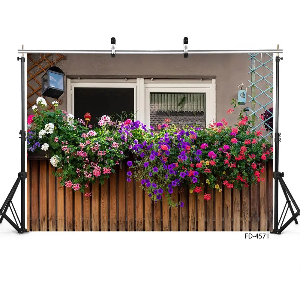 Flowers Wooden Fence Photographic Background Customized Vinyl Backdrops Photo Studio for Children Baby Portrait Pets Photophone