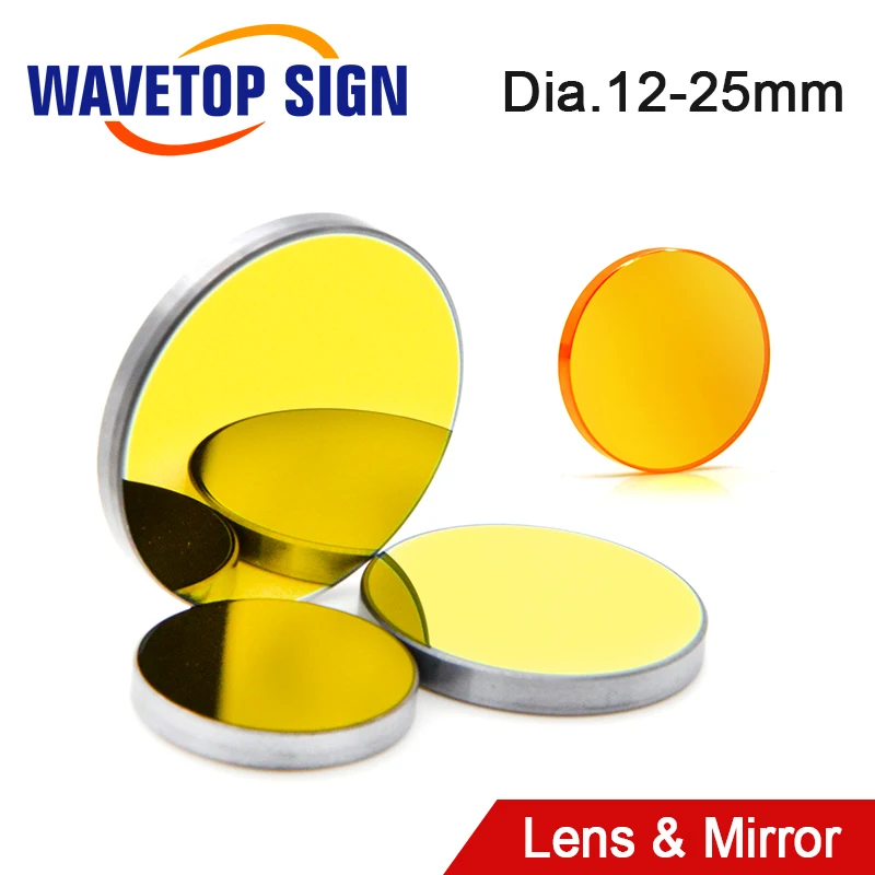 WaveTopSign Focus Lens Dia.12/18mm Focal Length 50.8mm 1Pcs + MO Mirror 20x3mm 3Pcs for 3020 K40 Co2 Laser Engraving Machine