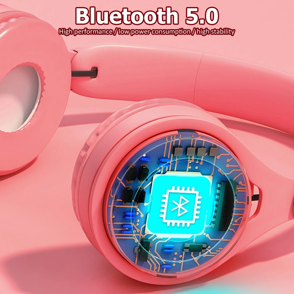 Cuffie senza fili Macaron colore Hifi musica accoppiamento automatico auricolari Bluetooth 5.0 possono inserire TF Card blu rosa giallo cuffie