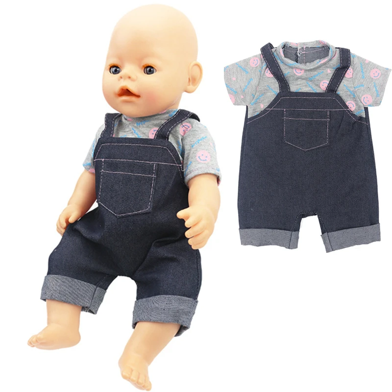 

18 Inch Doll Clothes Jumpsuit Baby Born Smiling Face Suspenders Suit for American Girl Doll Clothes Fashion Girl Birthday Gift