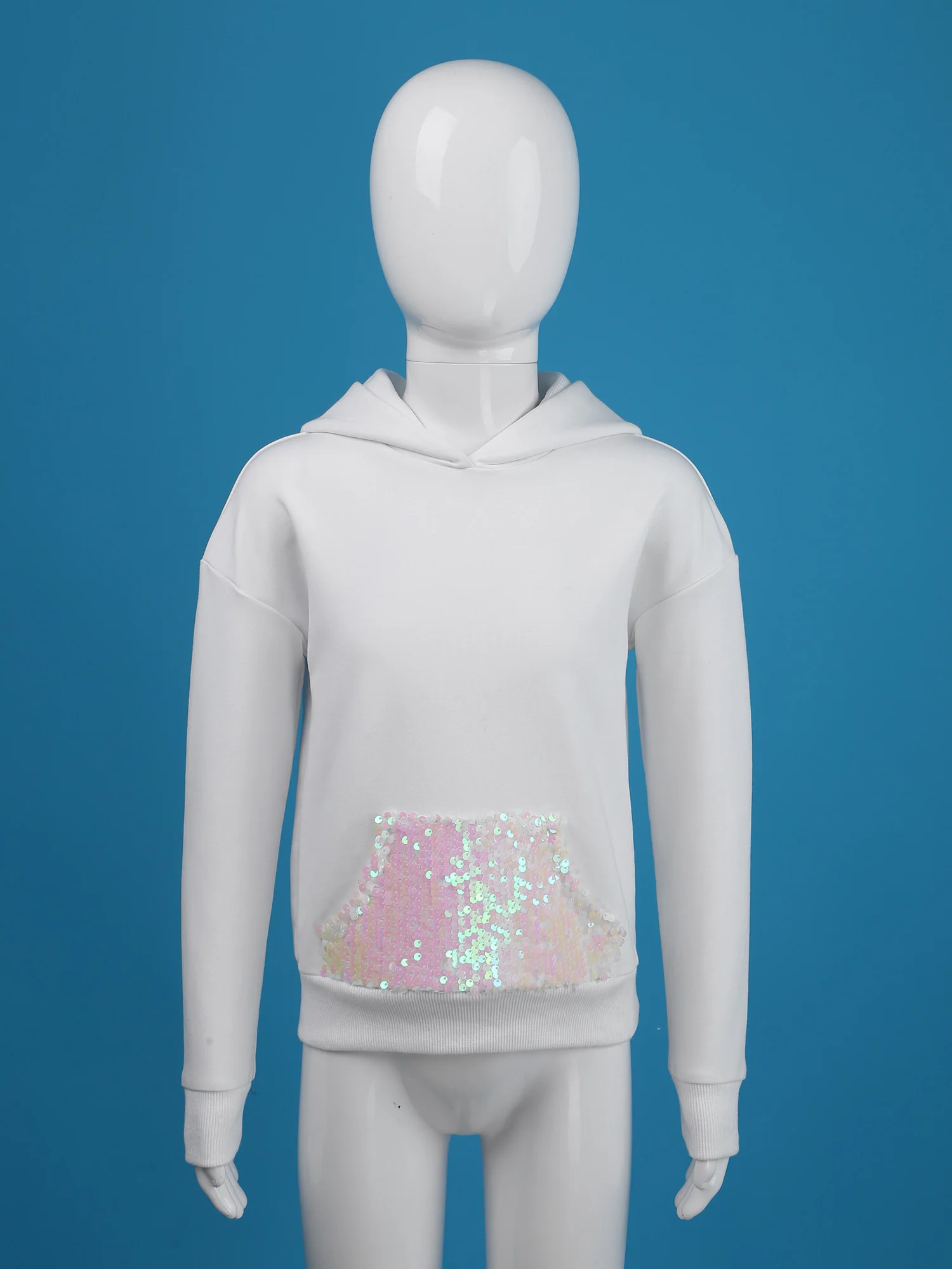 Sweat-shirt à capuche pour enfants, à manches longues, motif de dessin animé imprimé, à paillettes brillantes, décontracté, à la mode, printemps