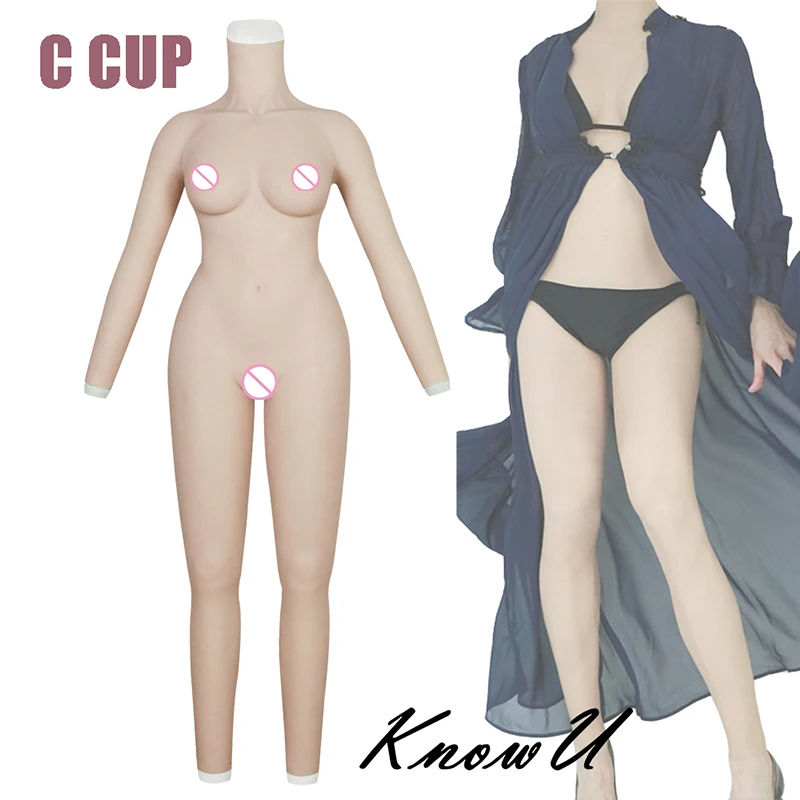 

KnowU Silicone Breast Forms C Cup Fullbody Suit For Transgender Crossdress With Arm Fake Boobs Cosplay