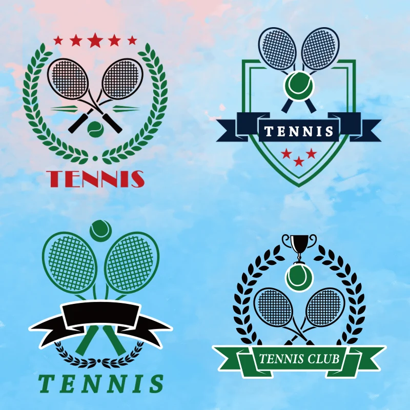 Sports tennis racket heat transfer design stickerOn T-Shirt Clothing Printing Stickers Printed DecorationApplique on Clothes