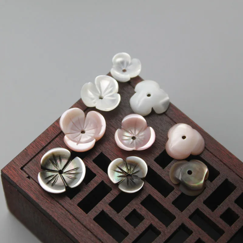 5pcs / bag natural mother-of-pearl three petal bowl flower torus spacer jewelry making DIY earrings hairpin jewelry accessories