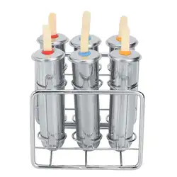 3/6/10PCS Stainless Steel Popsicle Molds Ice Cream Popsicle Holder Popsicle Sticks Ice Cream Moulds Round/Flat Ice Lolly Maker