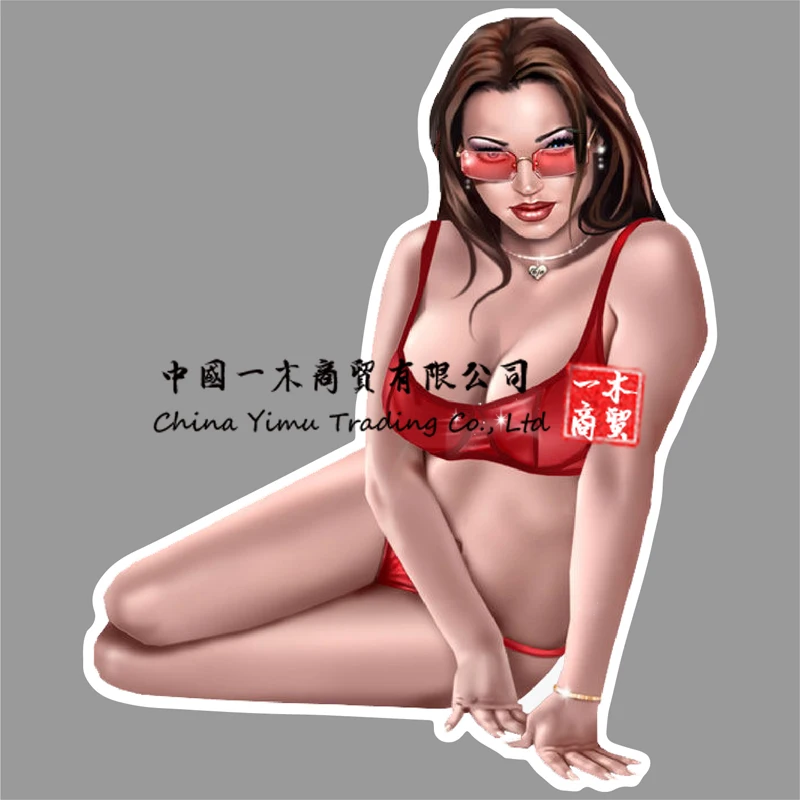 Jet Ski Sexy Horsepower Warning Sticker No Bra Naked Decal Personal Watercraft Pinup Girl Cute Brunette Breast Sexylegs