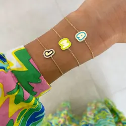 DUOYING New Custom Enamel Letter Bracelet With Zirconia Personlized Initial Letters Chain Bangles For Girl's Jewelry Cute Gift