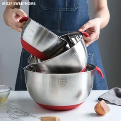 MDZF SWEETHOME Stainless Steel Mixing Bowls With Scale Non Slip Silicone Bottom For Salad Flour Mixing Cooking Baking Tool