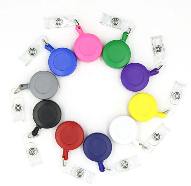 

50pcs/lot Mix color Solid Color Plastic ID Card Badge Reel In Various Color