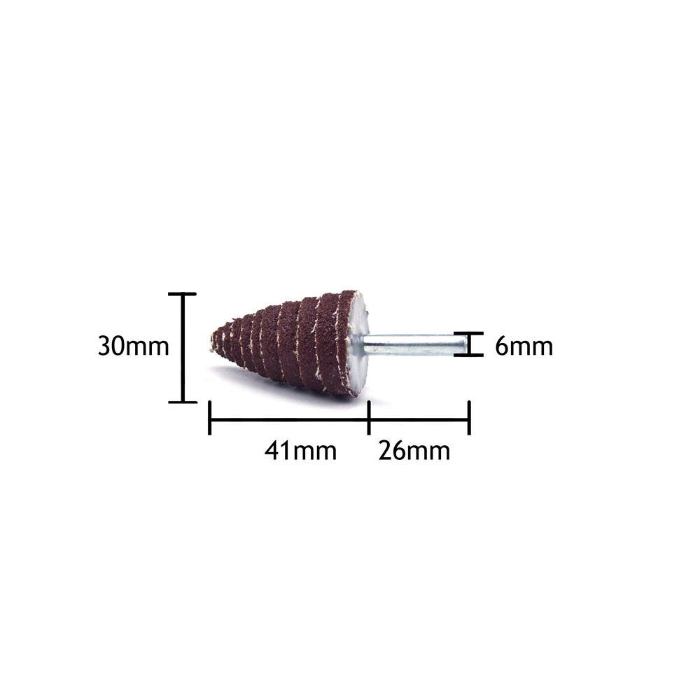 POLIWELL 6mm Shank Tapered Grinding Head Sanding Paper Wheels Electric Grinding Accessories Polishing Head Wheel Tool For Dremel