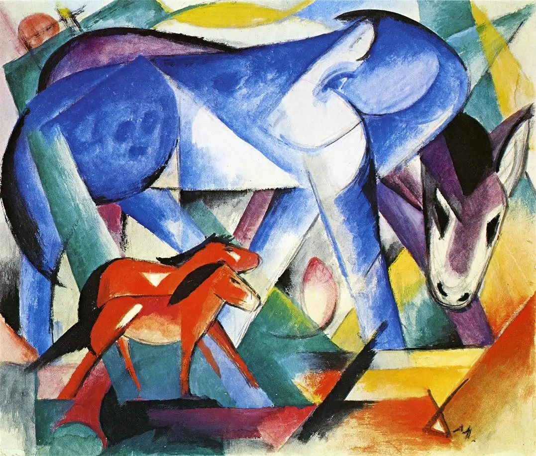 100% handmade Oil Painting reproduction on linen canvas,The first animals 1913 by Franz Marc,Free Shipping,High Quality