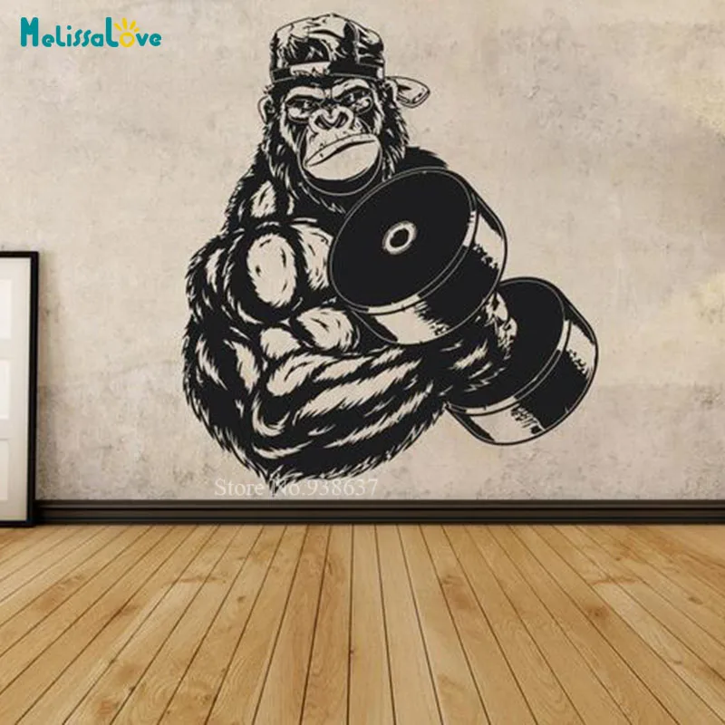 Workout Athletic Gym Gorilla Beast Muscle Fitness Bodyduilding Healthy Wall Sticker Decor Vinyl Removable Art Mural BD222