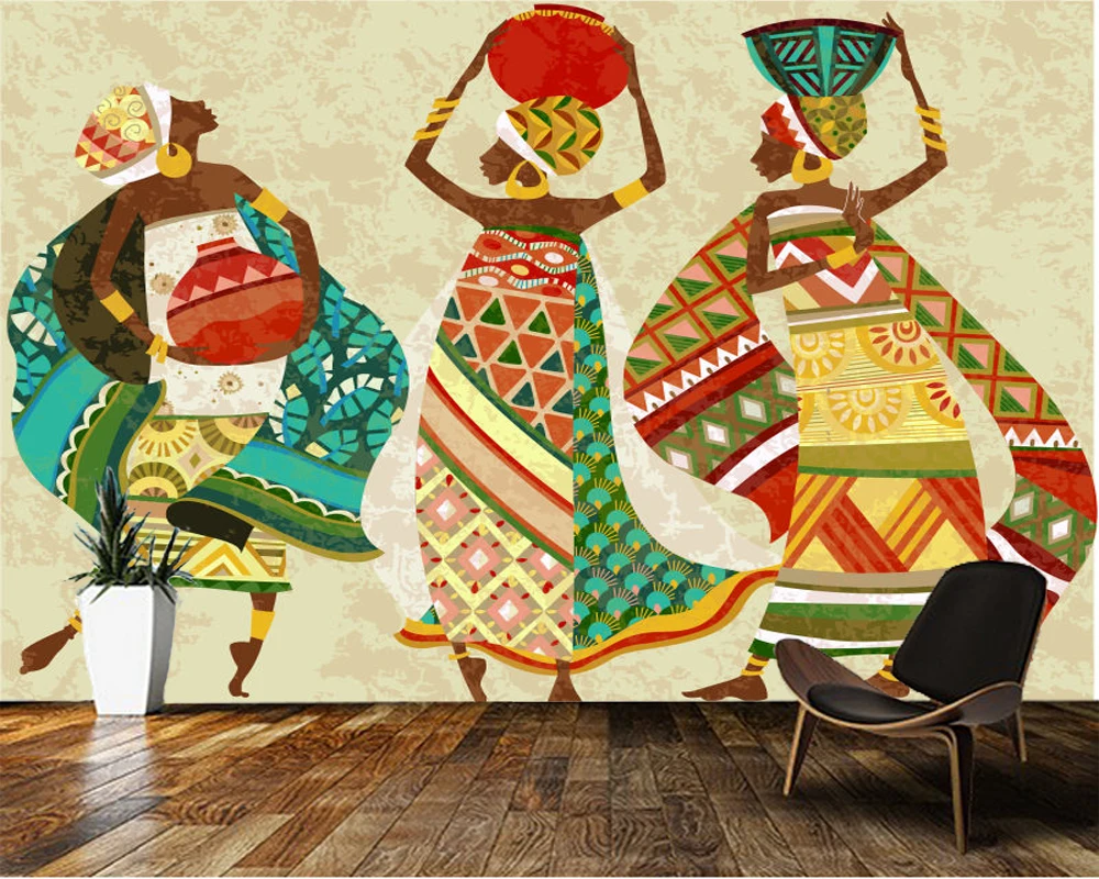 

Custom wallpaper 3d, Ethnic style african woman Mural for bedroom sofa background home decoration papel de parede