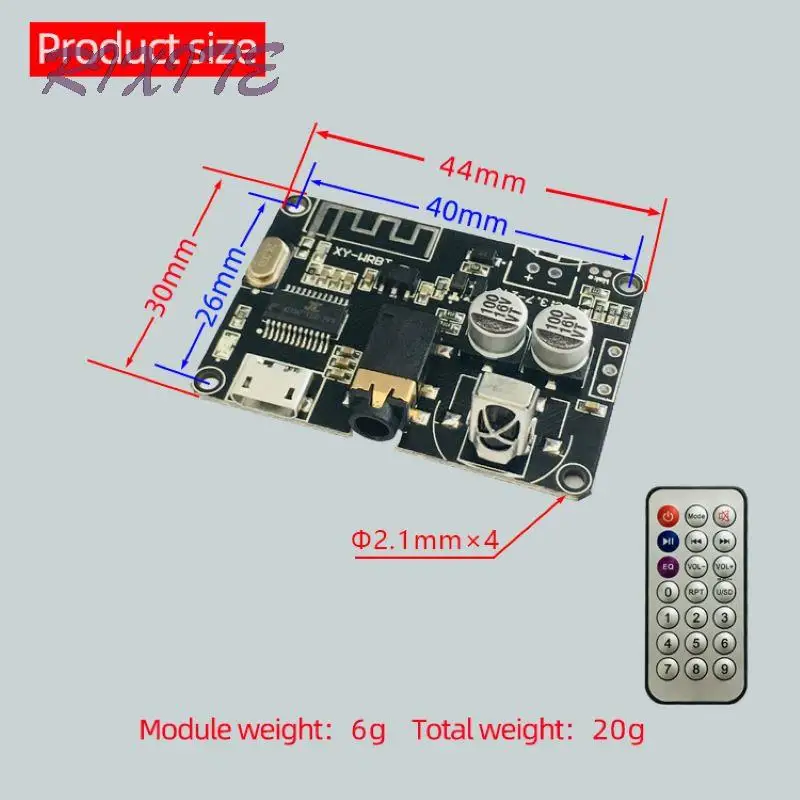 Placa receptora de audio Bluetooth 5,0, placa decodificadora mp3 sin pérdidas, amplificador de audio estéreo con control remoto
