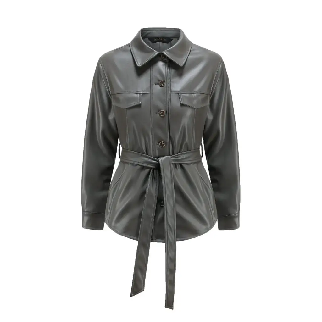 Chemise en cuir à manches longues pour femmes, 3 couleurs, boutons simples, Pu, décontracté, automne et hiver