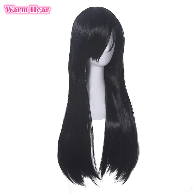 Asagiri Aya Wig Cosplay Hitam Panjang Anime Mahou Shoujo Situs Wig Rambut Sintetis Tahan Panas + Topi Wig