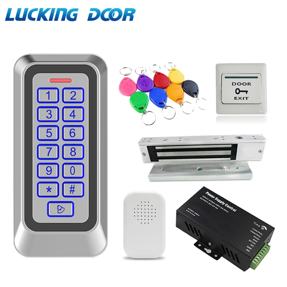 IP67 Waterproof Standalone Metal Keypad RFID Access Control System Kit Electronic Lock Access Exit button for access control