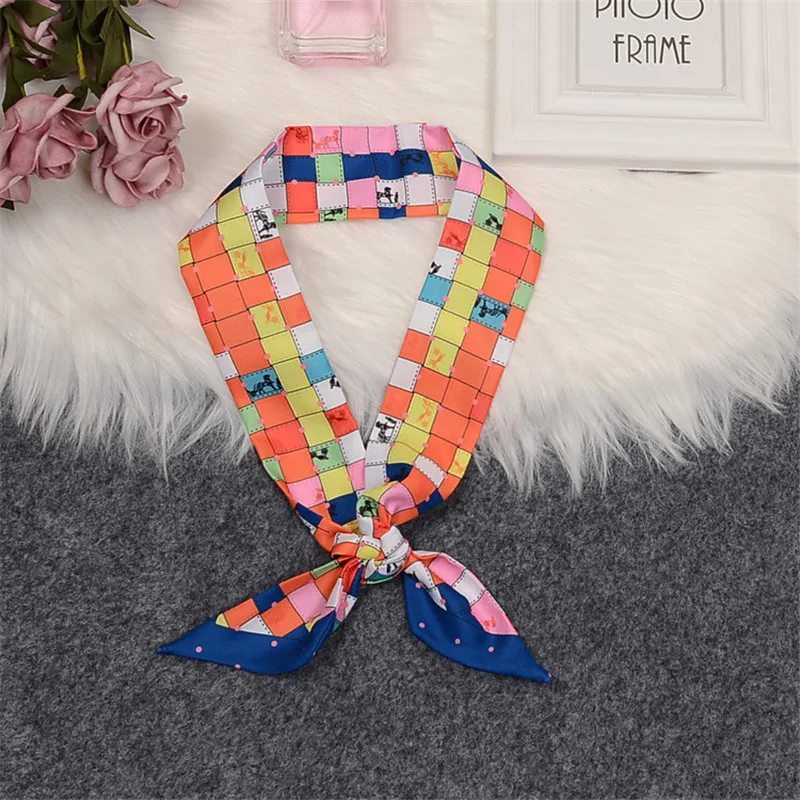 Woven Color Grid Bag Scarf Women Hair Neck Skinny Scarf Brand Plaid Scarves 2023 Neckerchief Wrist Towel Foulard Femme Headband