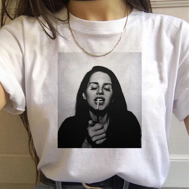 90s Graphic Aesthetic Tshirt Korean Style Top Tees Female Lana Del Rey Harajuku Ullzang T Shirt Women Funny Print Fans T-shirt