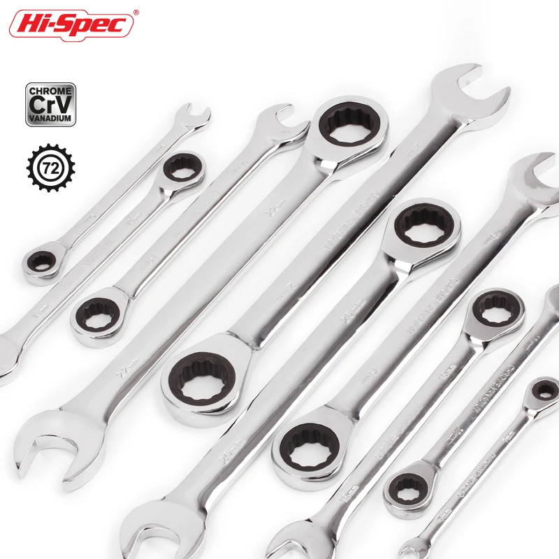 Hi-Spec Wrench Set Double Head Socket Nut Ratchet Spanners Wrench Fine Tooth Gear Ring Torque and Socket Wrench Set Hand Tools