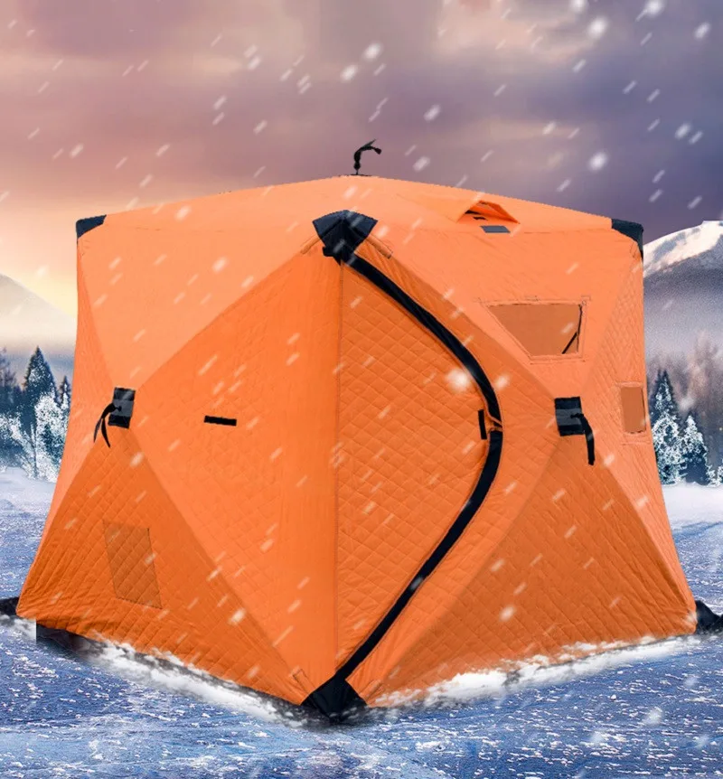 Professional Ice Fishing Tents Outdoor Anti-snow Winter Camping Tent Three Layers Thicken Keep Warm Cotton Tent 3-4 Person