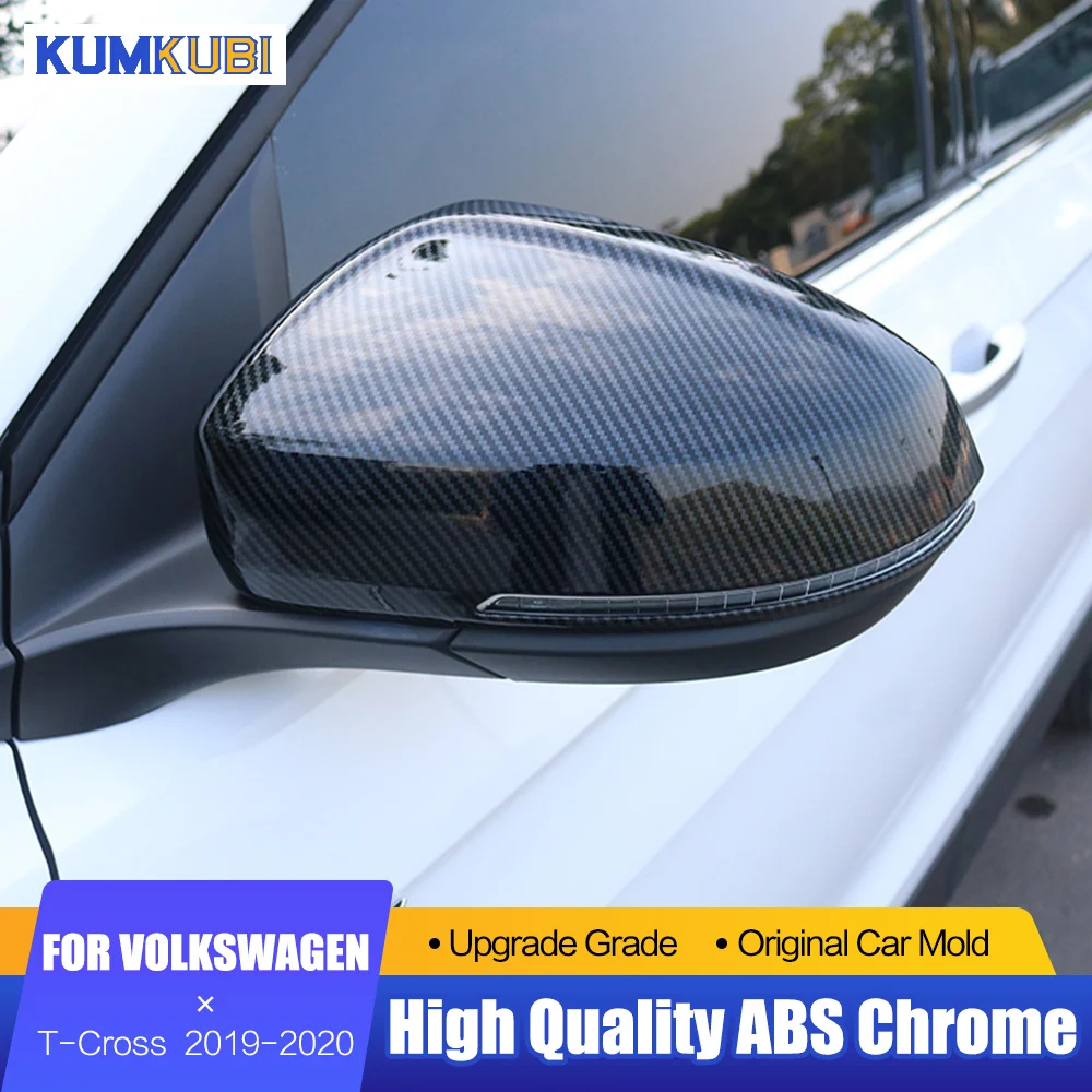 For Volkswagen VW T-Cross 2019 2020 Exterior Carbon Fiber Rearview Mirror Cover Trim Side Door Mirror Cover Trim Protector 2Pcs