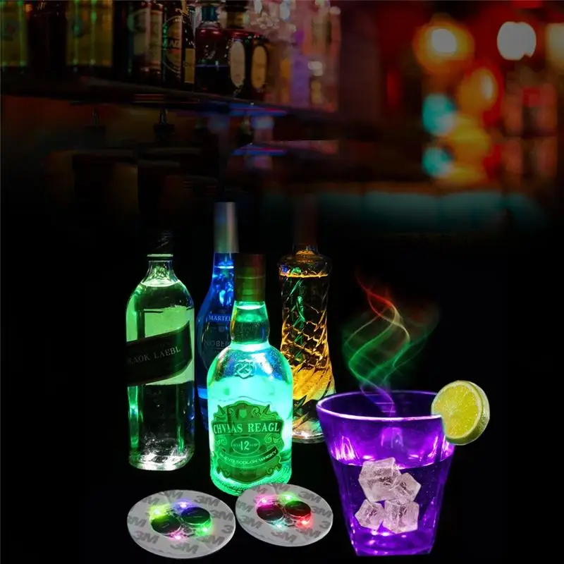 6cm Glow FÜHRTE Bahnen Licht 4 LEDs 3M Aufkleber Flasche Blinkende Lampe Blei Neuheit Beleuchtung festival Weihnachten Nacht bar Party Dezember