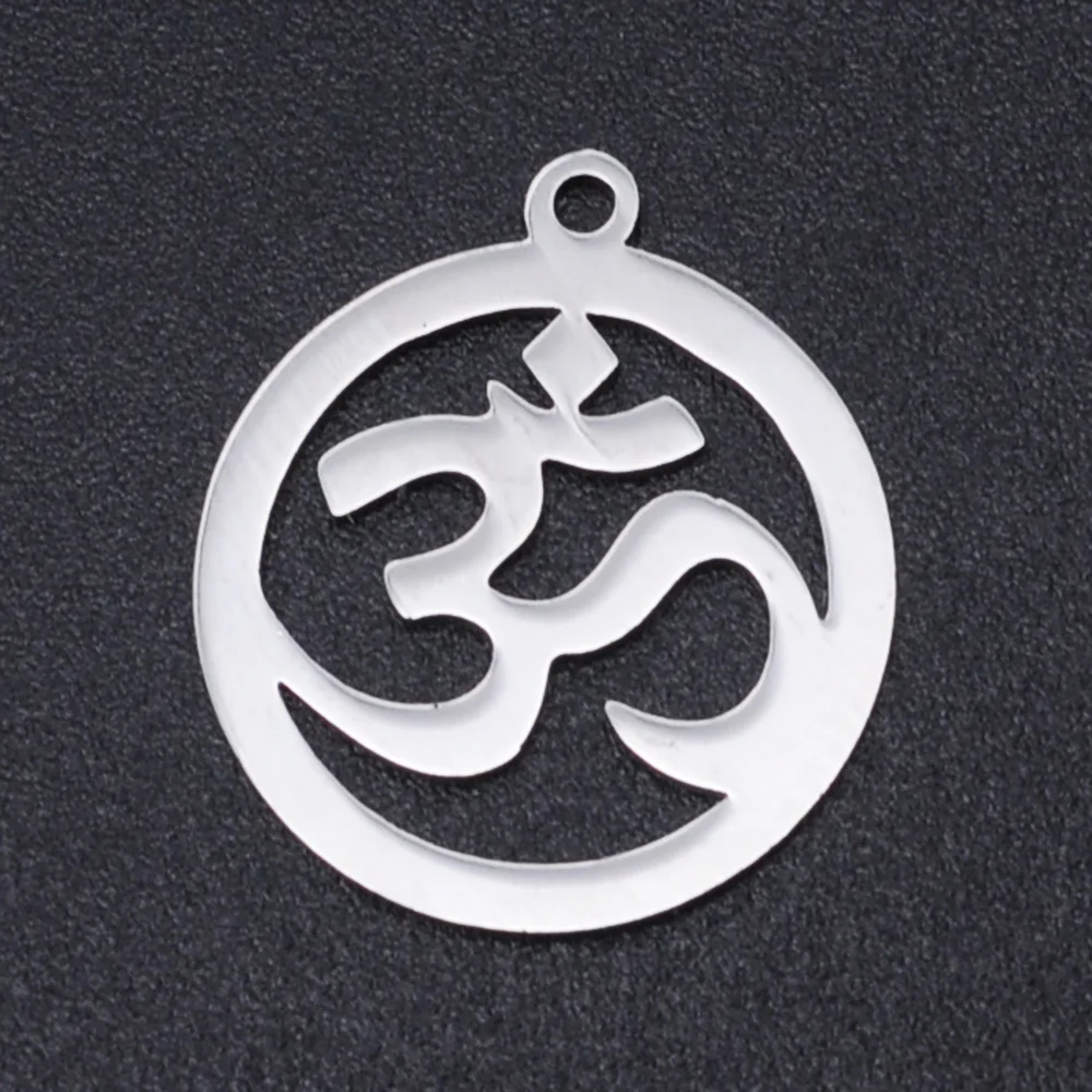 5pcs/lot Flower of Life DIY Charms Pendants Wholesale 316 Stainless Steel Yoga Lotus Connectors Om Hand Jewelry Pendant