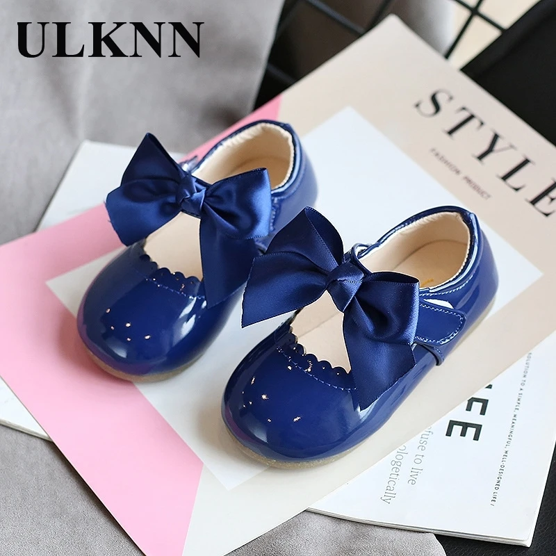 ULKNN Baby Girls Cute Bow Multi-Purpose Shoes 2023 New Korean Version Princess Shoes-Style Leather Dance Shoes