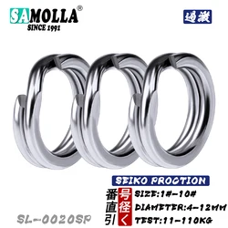100pcs Fishing Split Rings Hard Bait Silver Stainless Steel 4-12MM Double Loop Split Open Carp Tool Fishing Accessories tackle
