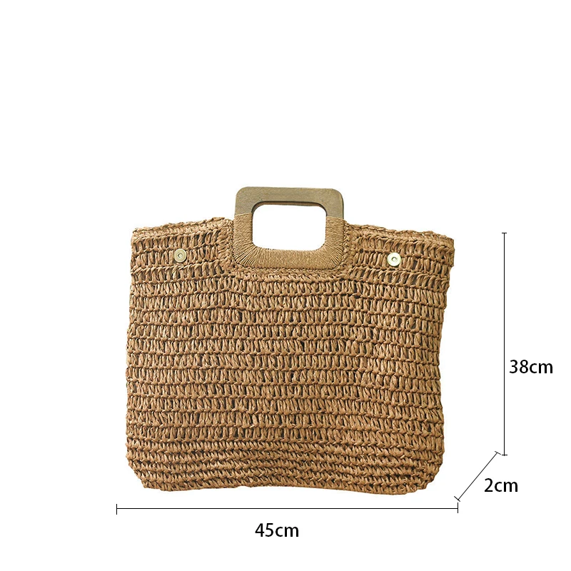 Handbag Vintage Bohemian Straw Bag for Women Summer Large Capacity Beach Handbag Rattan Handmade Kintted Travel Bags Bolsas