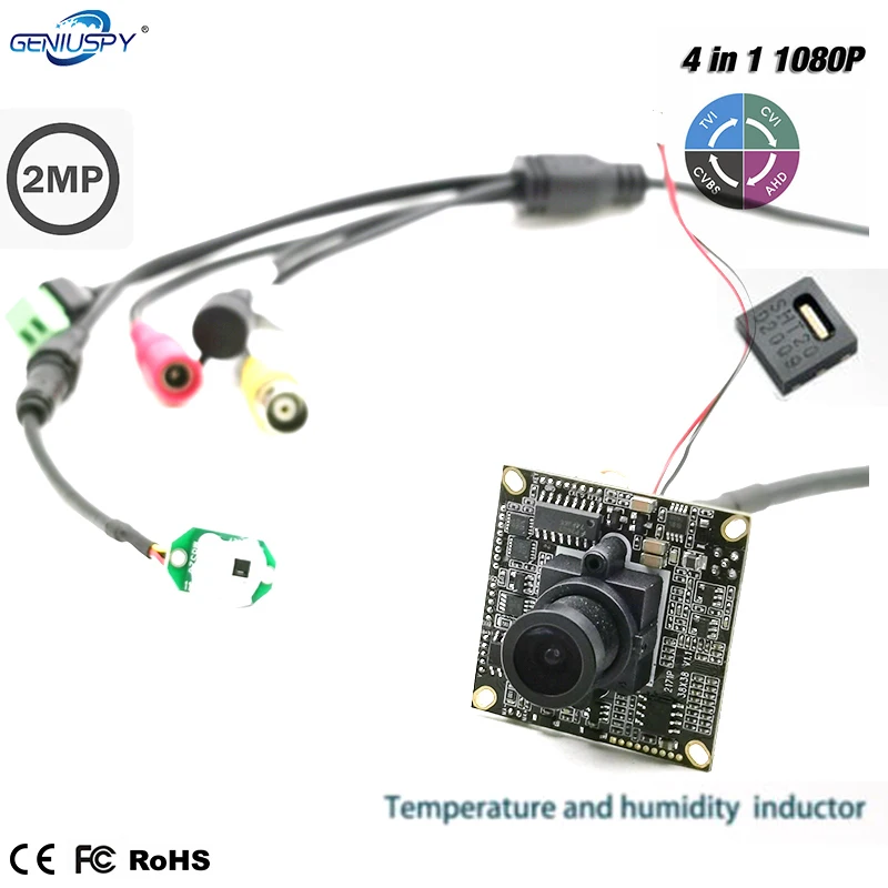 

Industry K9ATCC Panasonic 38*38mm Temperature And Humidity Camera Module Board 4 In 1 Ahd Tvi Cvi Cvbs Video Output Alarm RS485