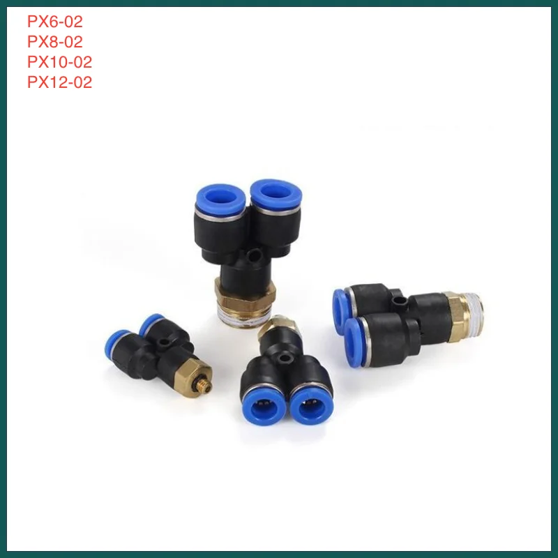 

15-35Pcs/Lot PX6-02 , PX8-02 , PX10-02 , PX12-02 "Y" Tee Pneumatic Connector 6,8,10,12mm-1/4'' Air Gas Quick Coupling