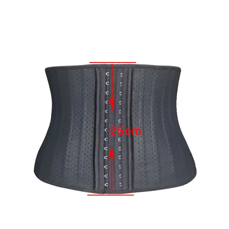 25cm Short Breathable Latex Waist Trainer 25 Steel Boned Corset Waist Cincher Shaper Slim Modeling Strap Women Body Shaper 9005